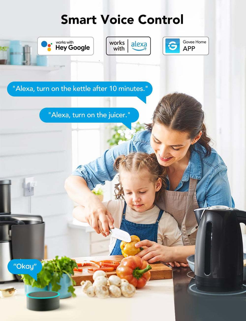Govee Dual Smart Plug in use with lamp, controllable via app anytime