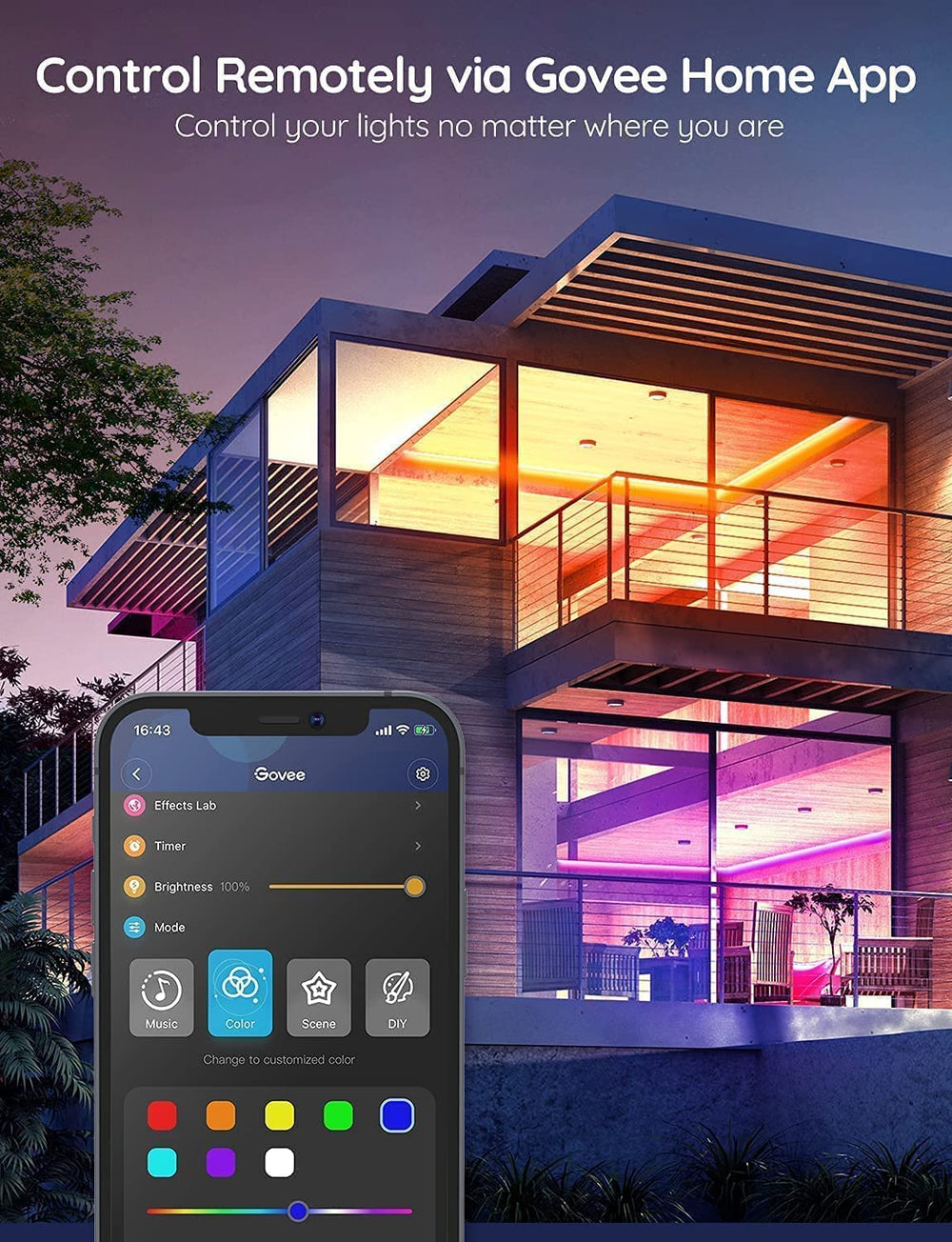 Govee 300 LED beads brighten bedrooms and kitchens.