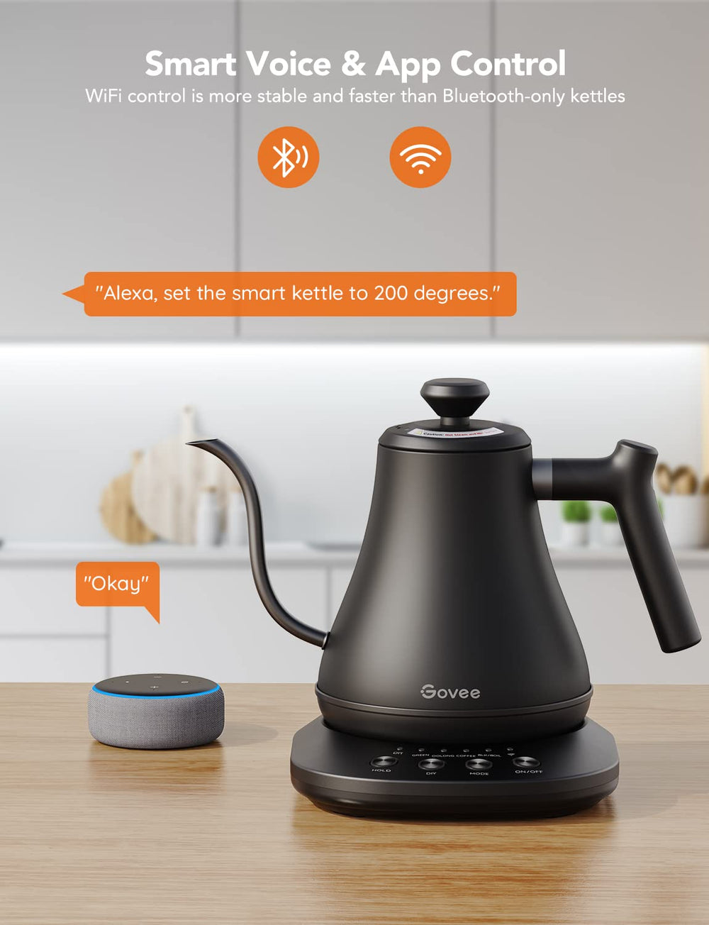 Govee keep-warm function maintains temperature up to two hours.