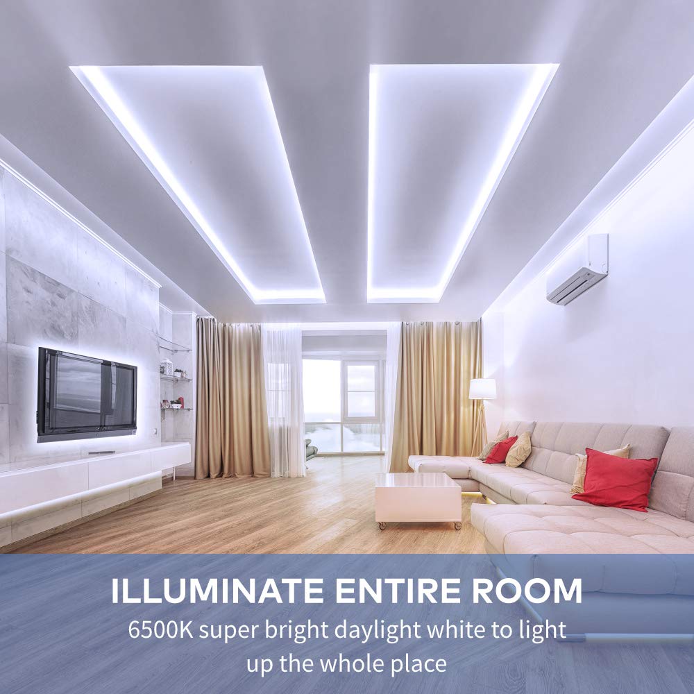 Govee White LED Strip Lights in the kitchen cabinet provide clean, even under-cabinet illumination.