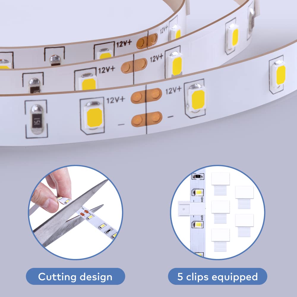 Govee White LED Strip Lights for the living room add flexible lighting across shelves and walls.