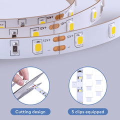 Govee White LED Strip Lights for the living room add flexible lighting across shelves and walls.