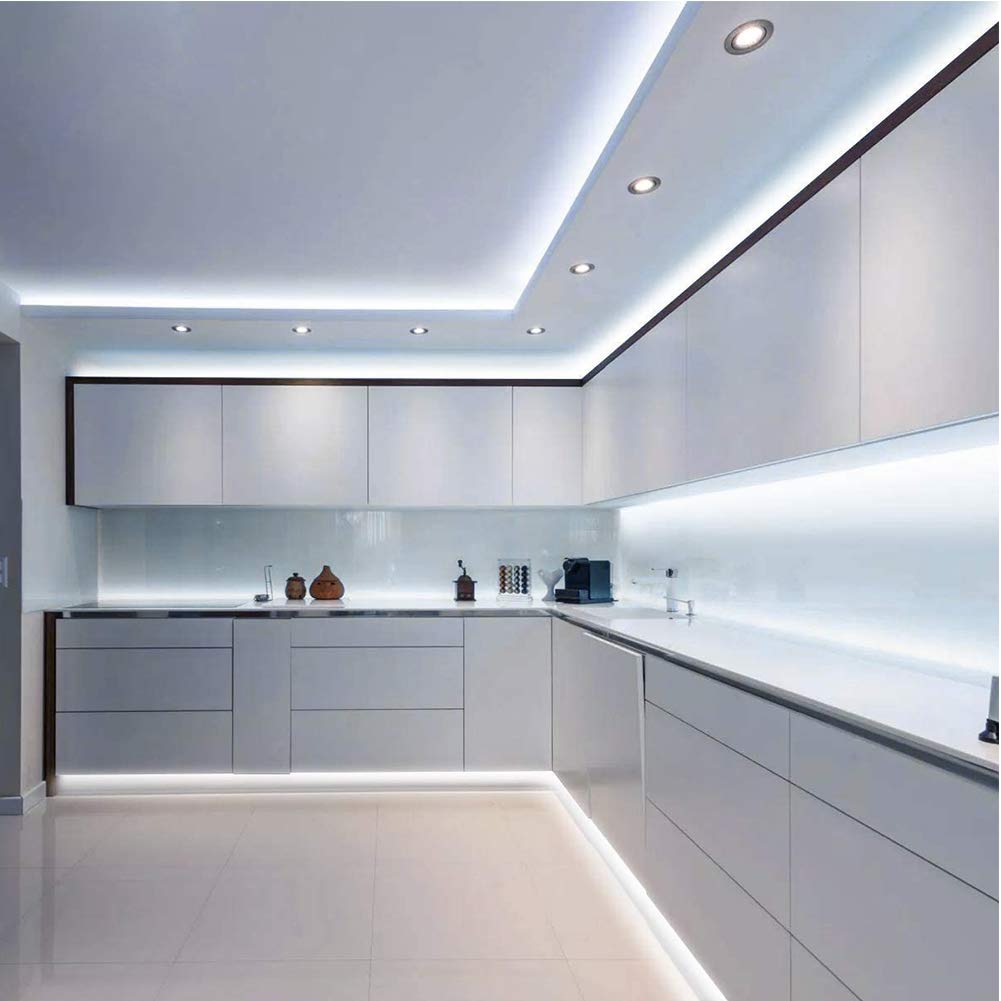 Govee White LED Strip Lights on the vanity deliver clear, adjustable brightness for makeup routines.