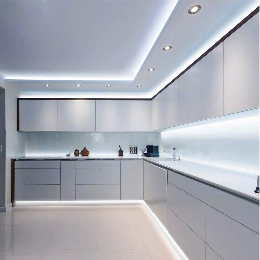 Govee White LED Strip Lights on the vanity deliver clear, adjustable brightness for makeup routines.