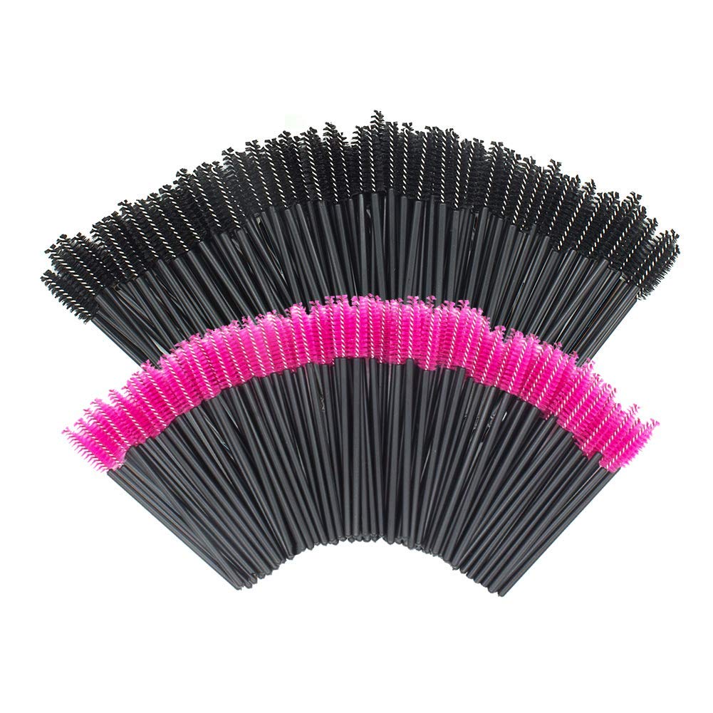GoWorth disposable eyelash brush wand set in black and rose red for clean lash extensions.