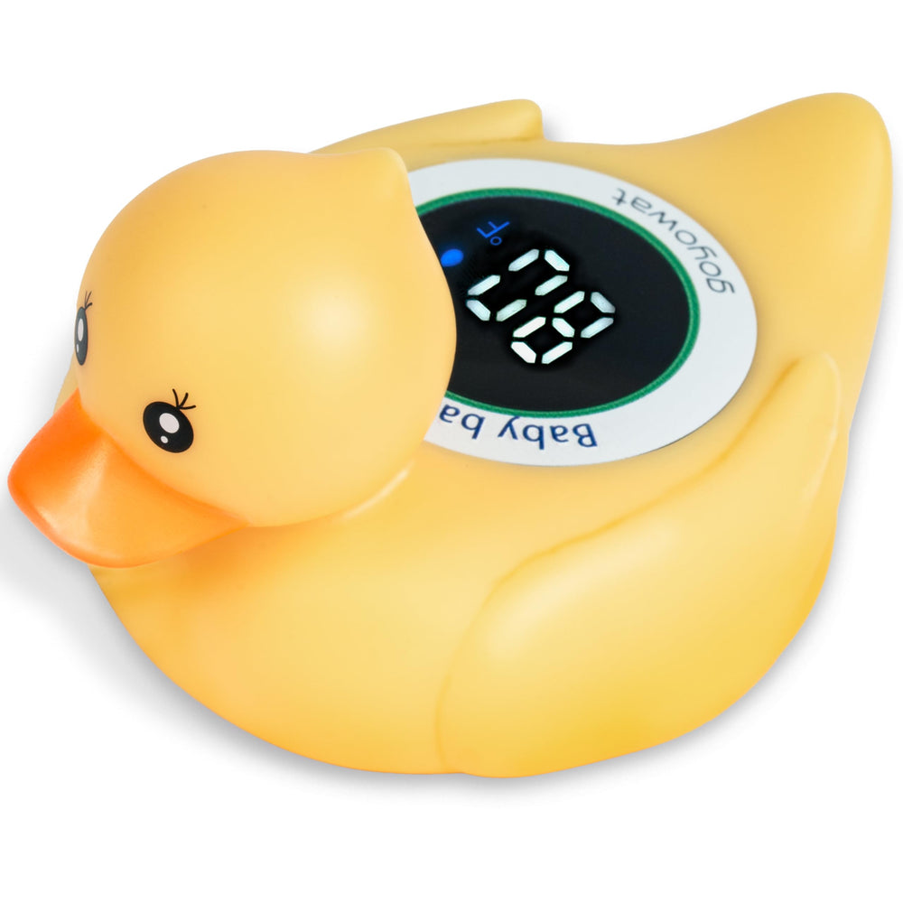 Goyowat Baby Bath Thermometer Duck Toy in tub providing safe water readings