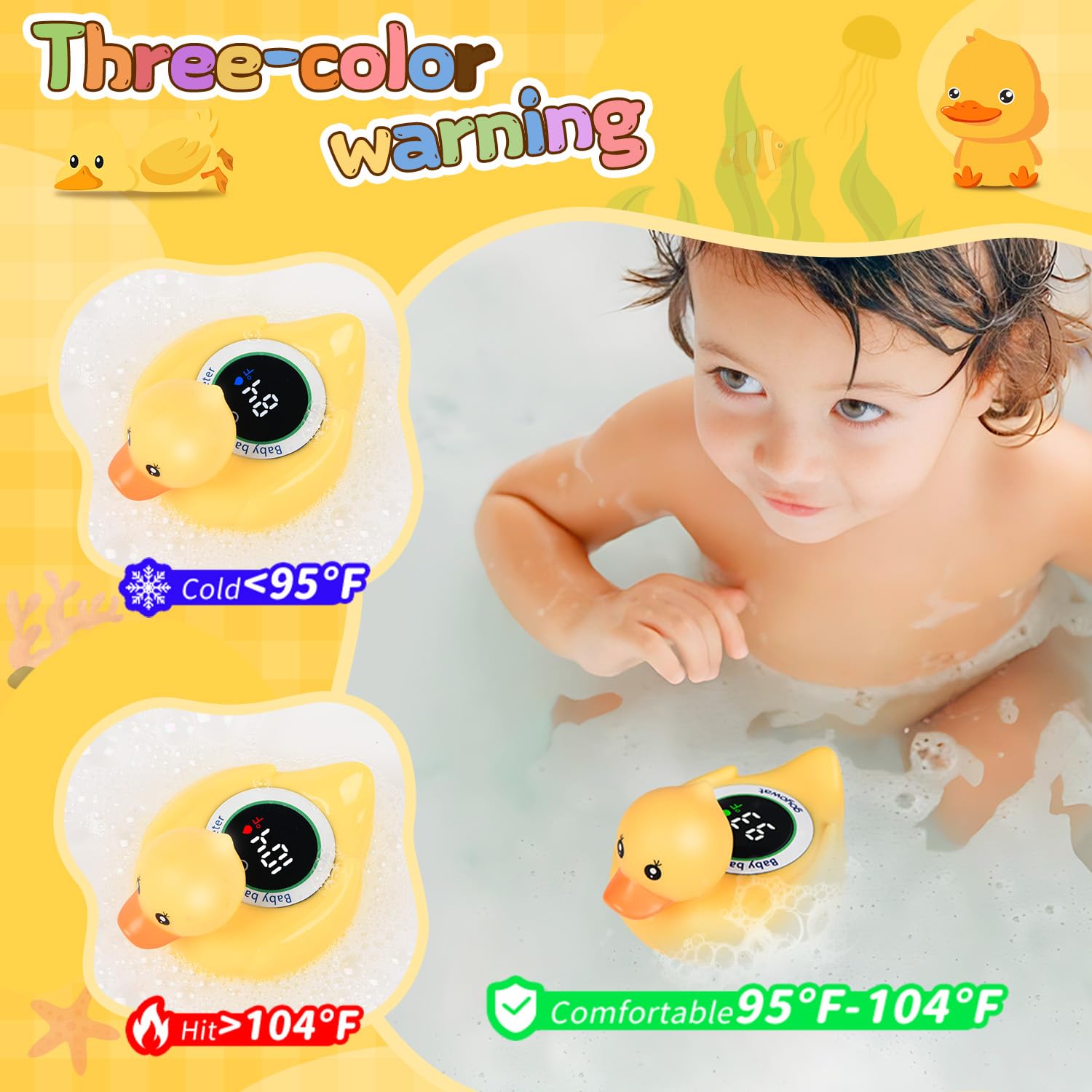 Goyowat floating display shows temperature at a glance during baths