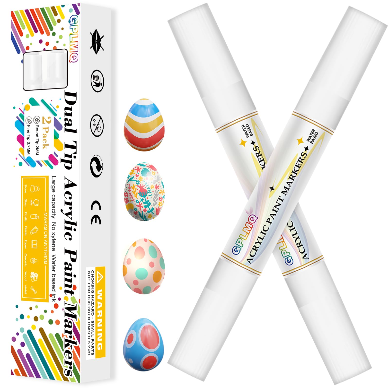 GPLMQ White markers provide opaque coverage for sneakers and pottery.