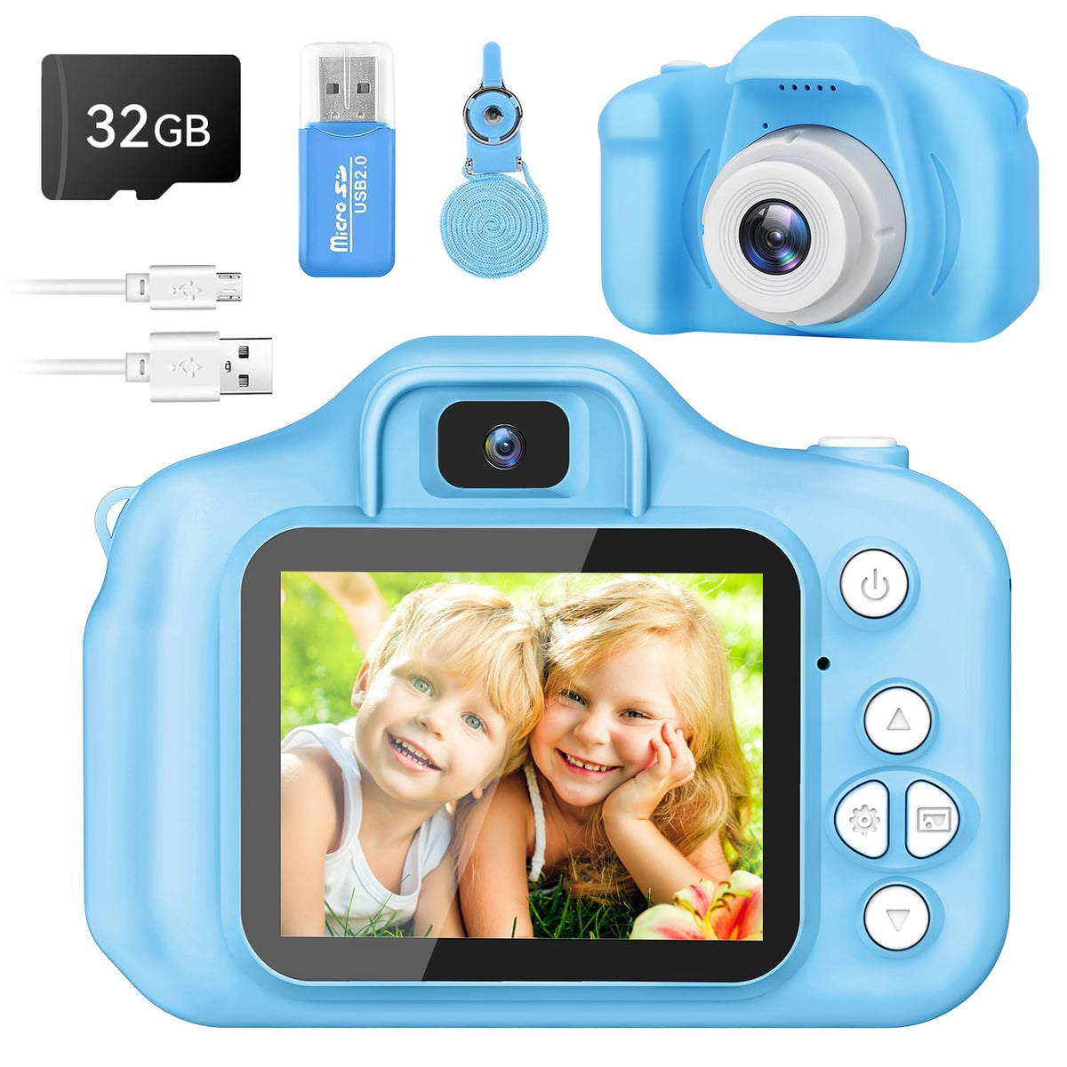 GPOSY kids camera front view shows compact 1080p recording capability