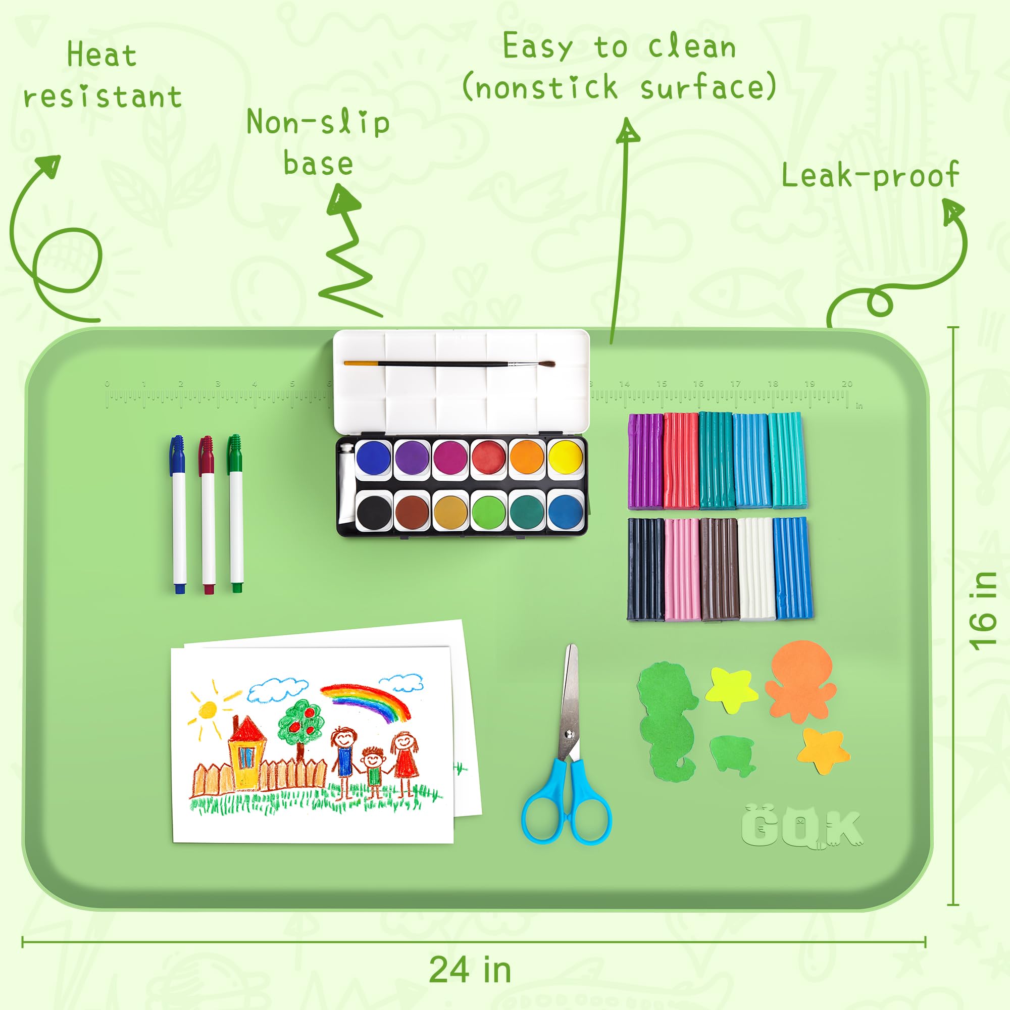 GQK Silicone Art Mat easy to clean after projects with a wipe-down surface.