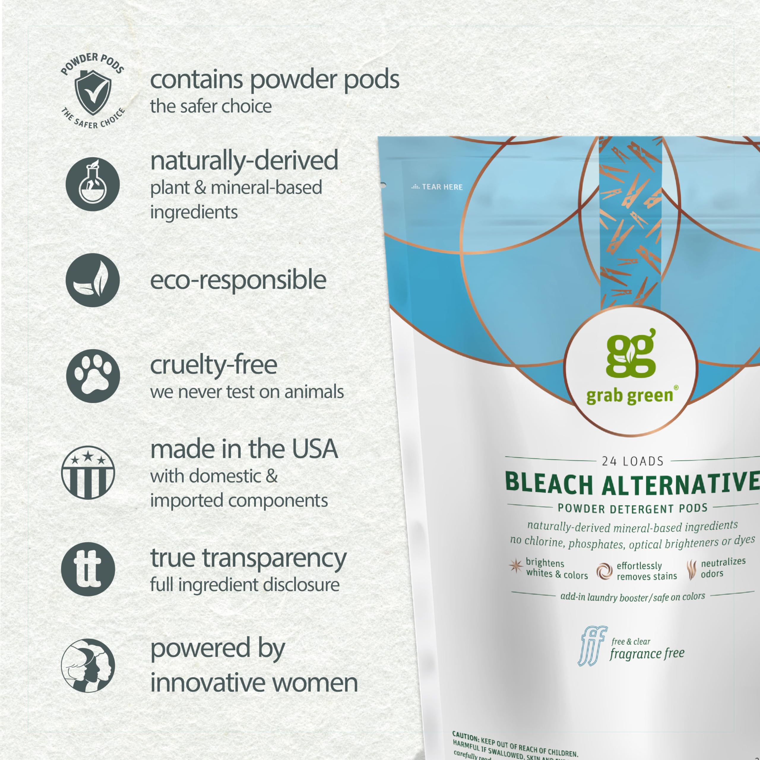 Grab Green fragrance-free pods suitable for fragrance-sensitive laundry