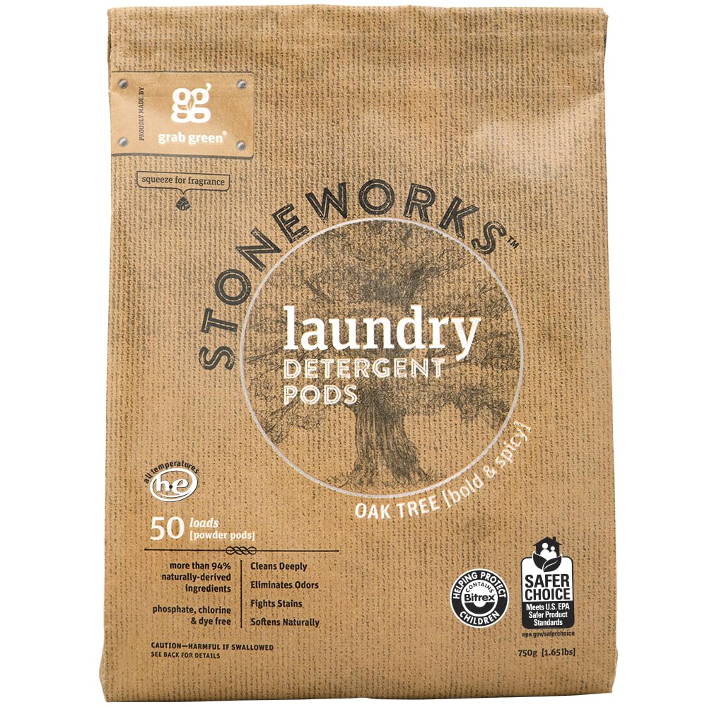 Grab Green Stoneworks Oak Tree fragrance pod on packaging for a bold, fresh wash.
