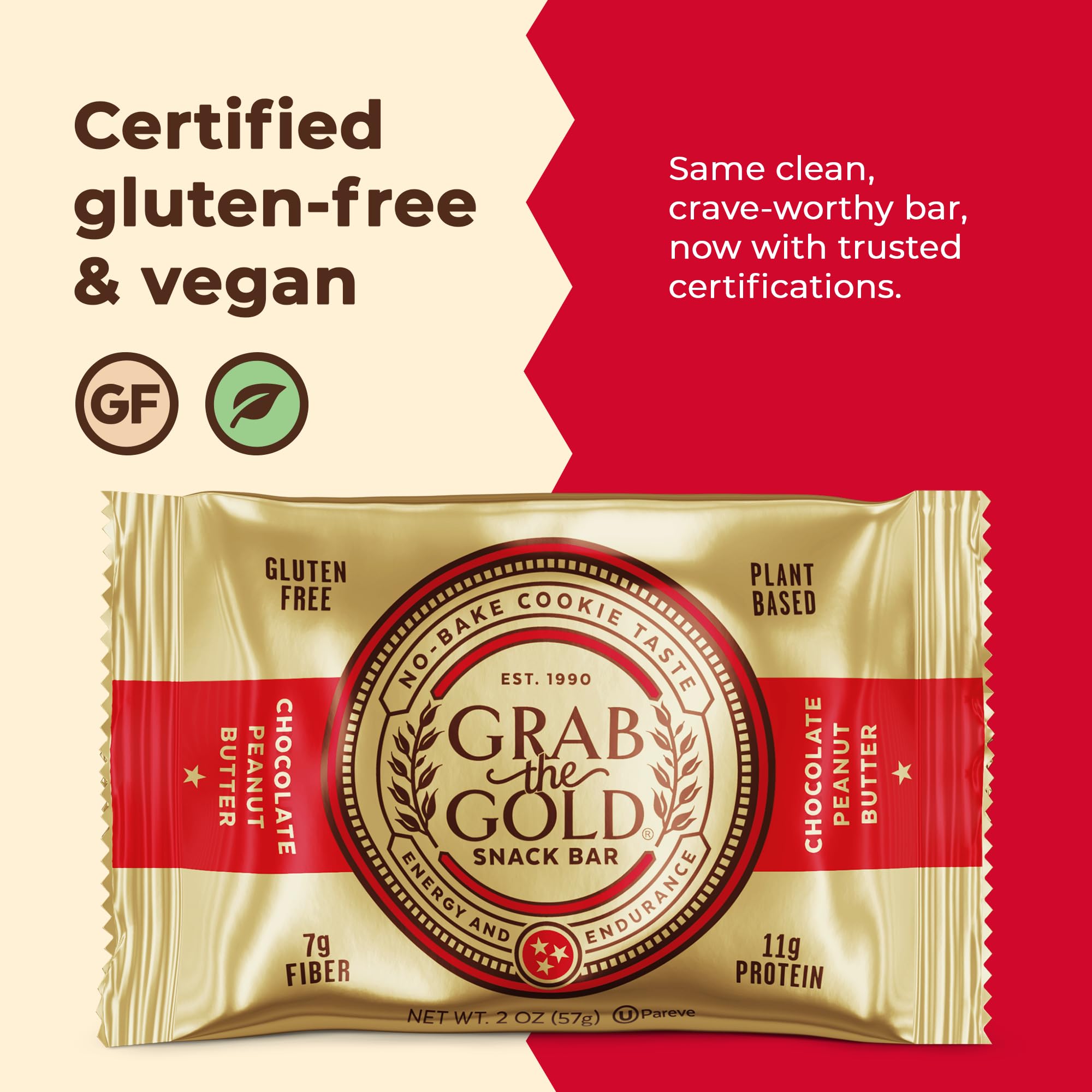 Grab The Gold bar cross-section reveals oats and chocolate for rich texture.