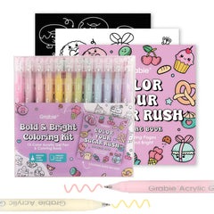 Grabie 12Colors acrylic gel pens brighten sketches with bold, opaque color.