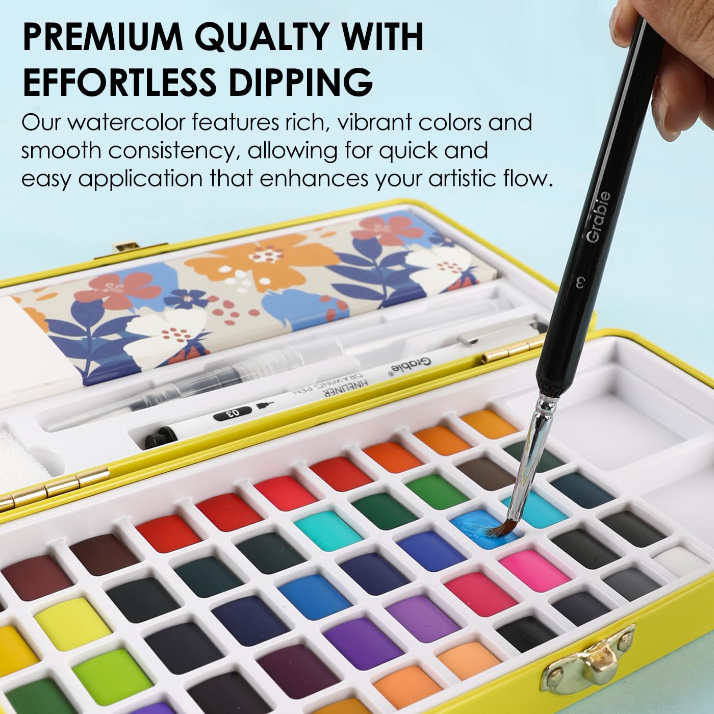 Grabie 140lb watercolor paper pad with a pre-printed swatch sheet.