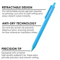 Grabie acrylic gel pens with 0.6mm tip enable precise detail drawing.