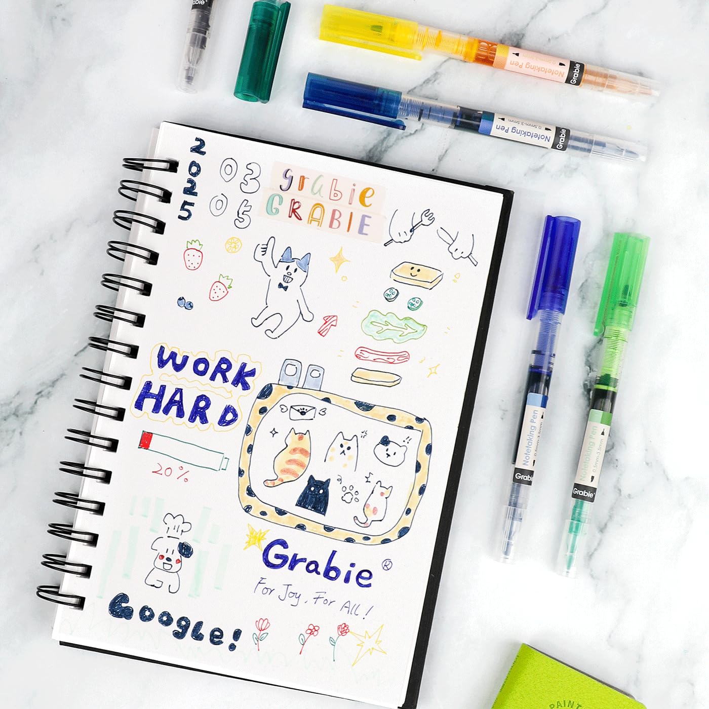Grabie fluorescent highlighter colors for vivid page accents