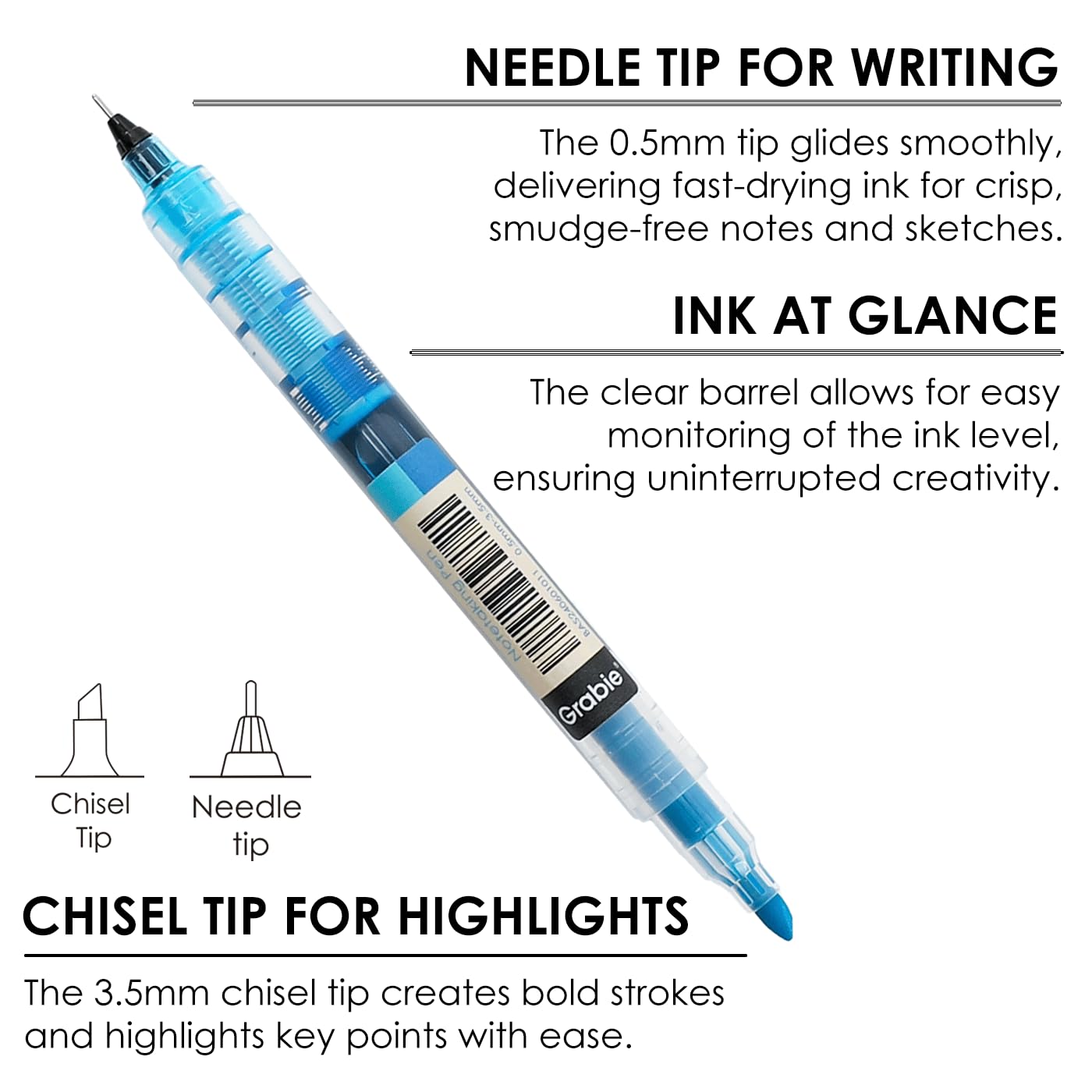 Grabie dual-tip pen highlighting panel demonstrating bold emphasis