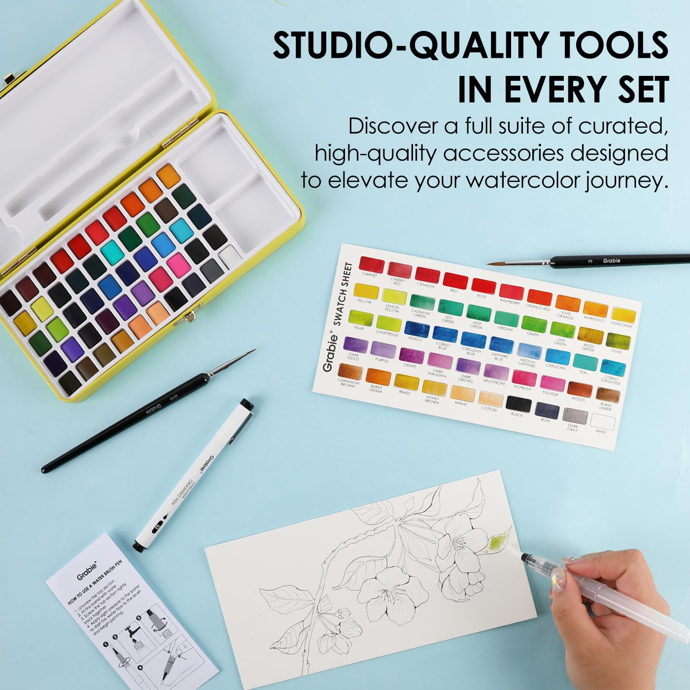 Grabie travel tin stores paints, brushes, and tools securely for on-the-go painting.