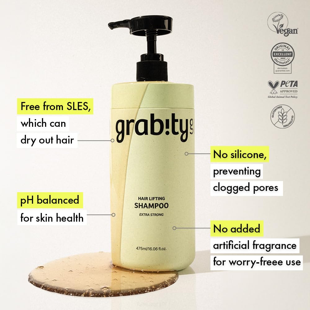 Grabityg0.0 shampoo bottle for daily use on thinning hair
