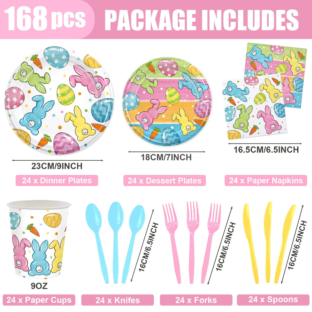 GrabnGoParty Easter bunny plates 7-inch, compact for desserts and snacks.