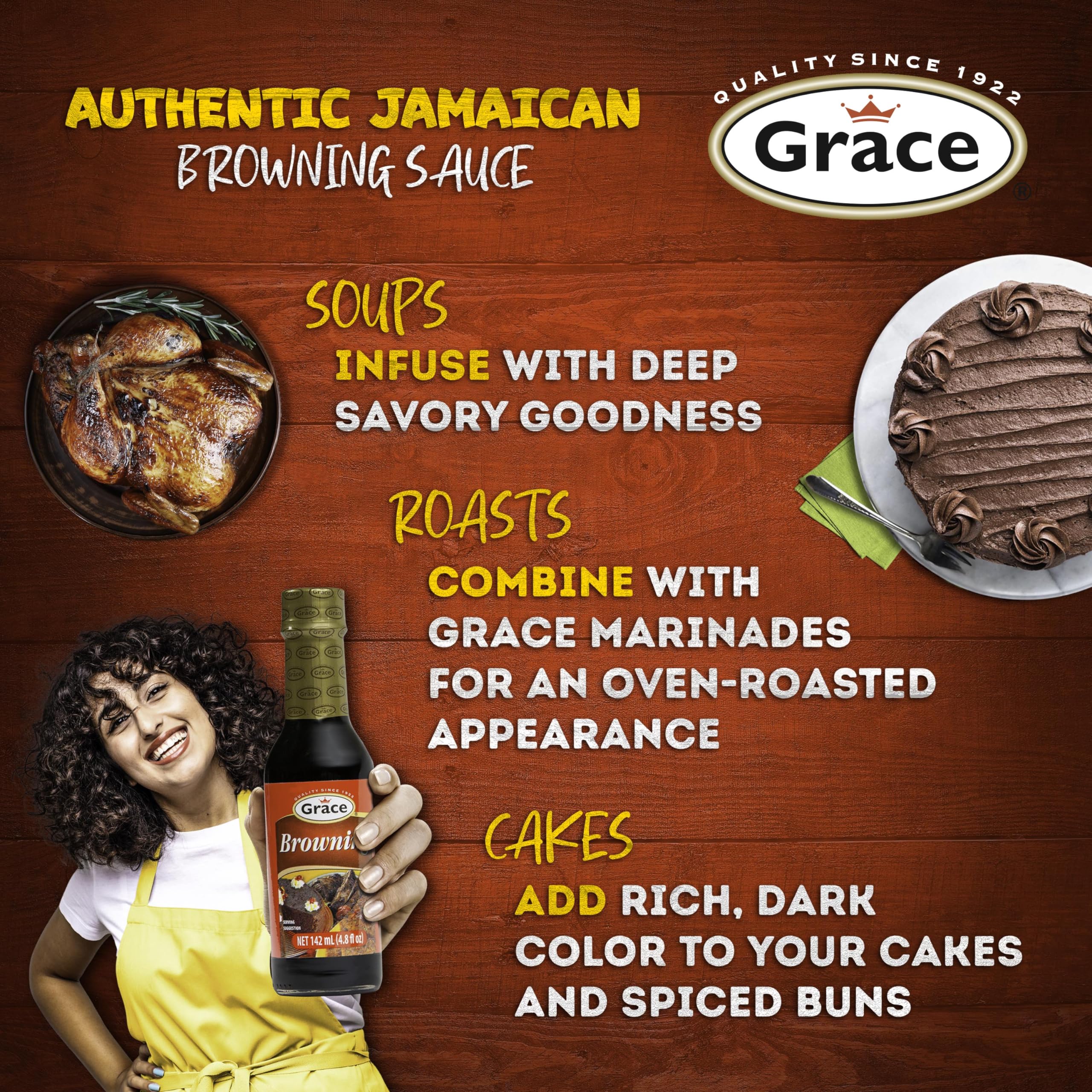 Grace Browning Sauce grill application enhances beef and poultry sear.