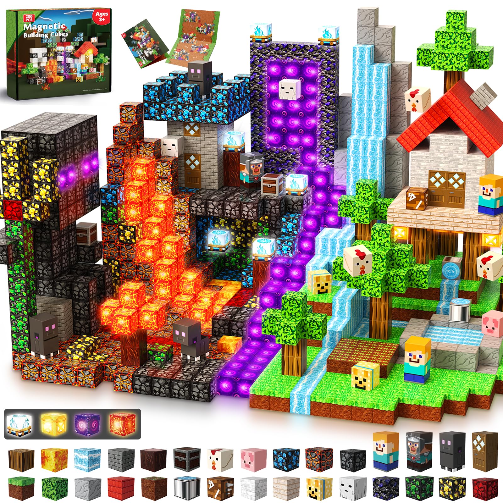 GraceDuck 200-piece magnetic blocks in 38 colors for vibrant creative building