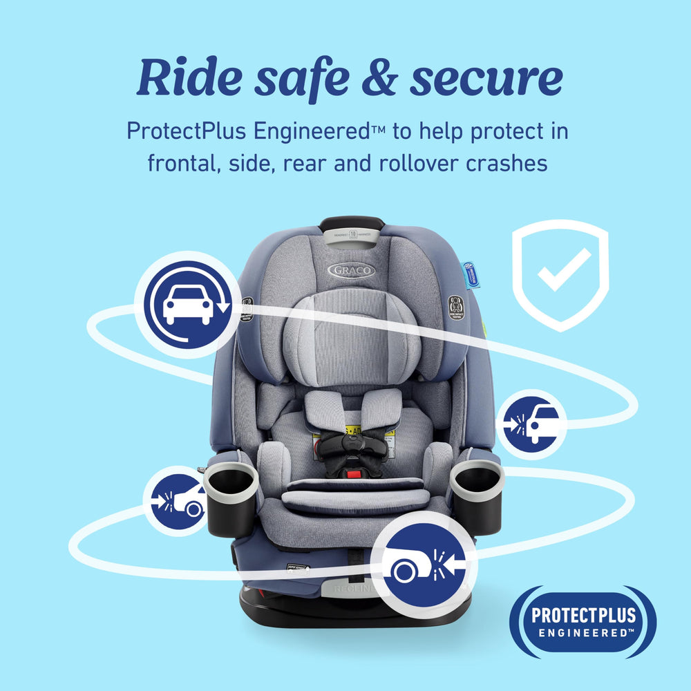 Graco 4Ever DLX headrest in multiple height positions for a secure fit.