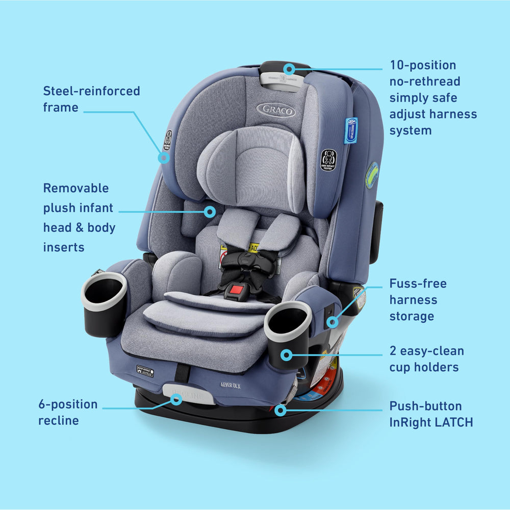 Graco 4Ever DLX rapid-remove cover for quick cleaning.