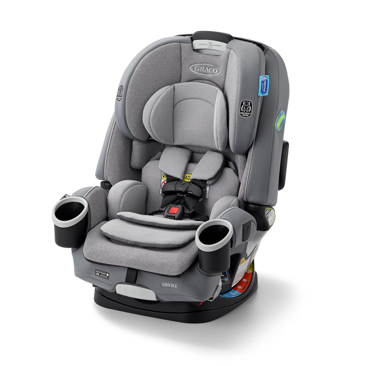 Graco 4Ever DLX rear-facing harness keeps your infant secure and comfy.
