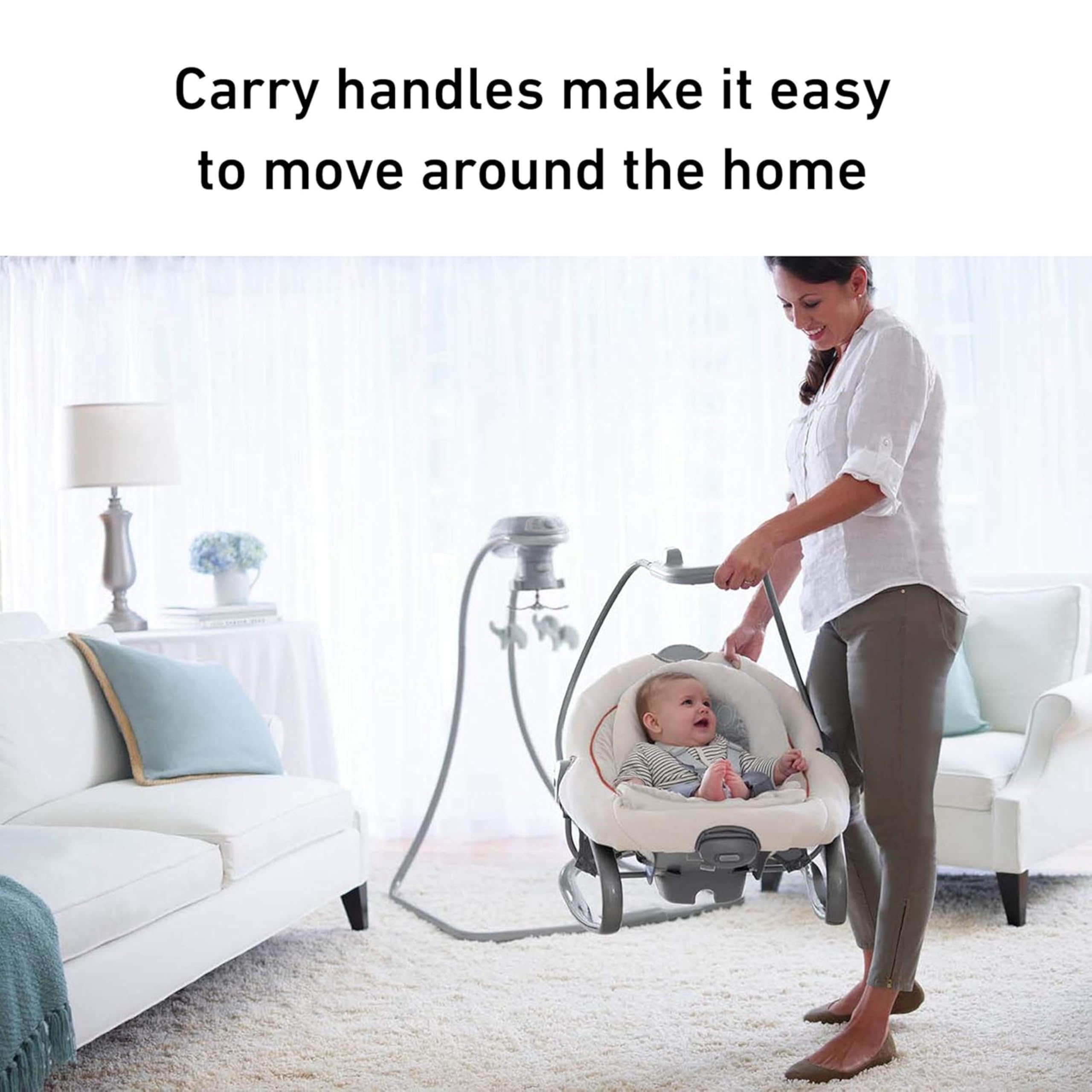 Graco DuetSoothe overhead toy mobile with engaging visuals.