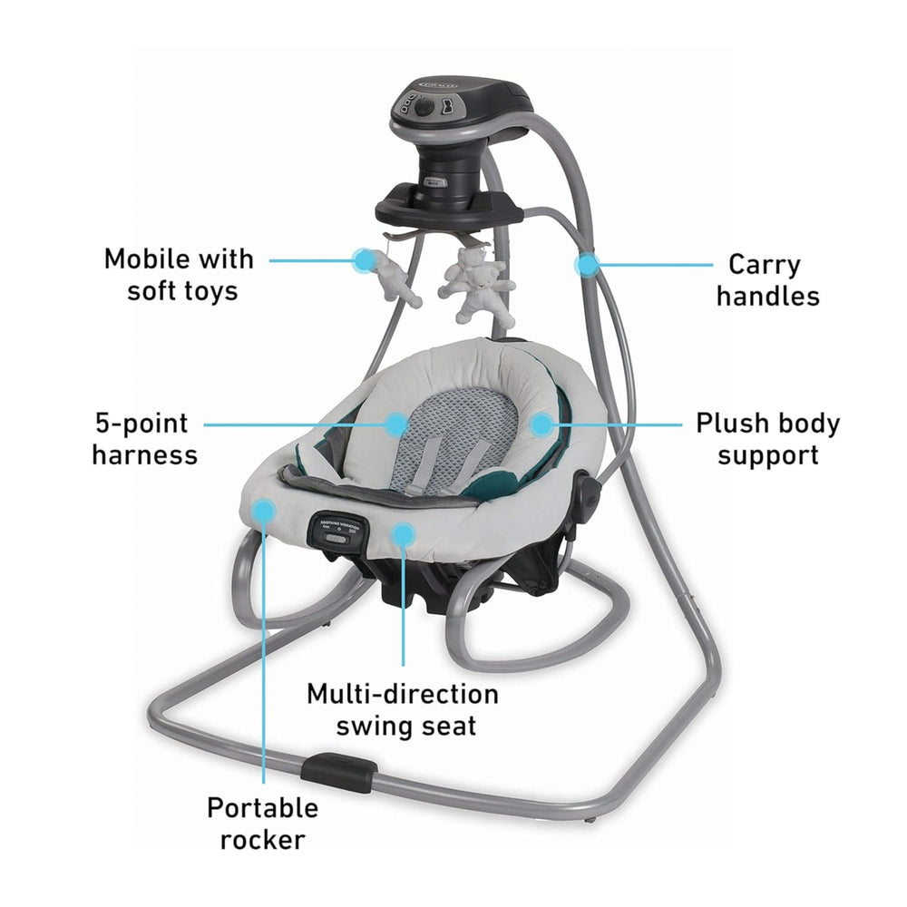 Graco DuetSoothe portable rocker seat for room-to-room soothing.