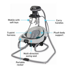 Graco DuetSoothe portable rocker seat for room-to-room soothing.