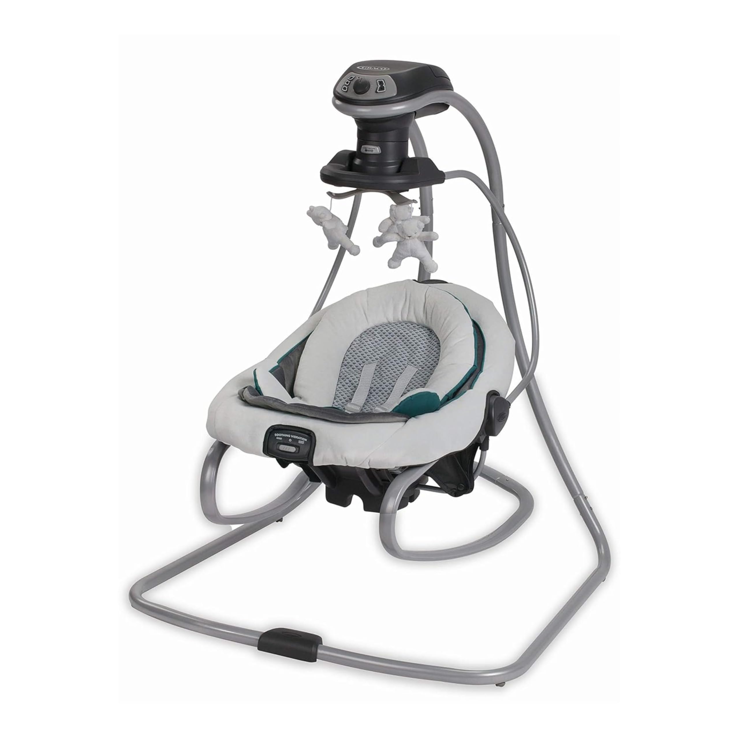 Graco DuetSoothe swing seat removable for easy transition and keeping baby nearby.