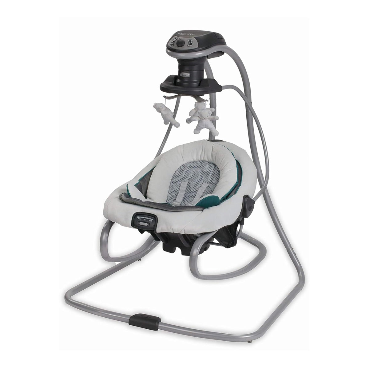 Graco DuetSoothe swing seat removable for easy transition and keeping baby nearby.