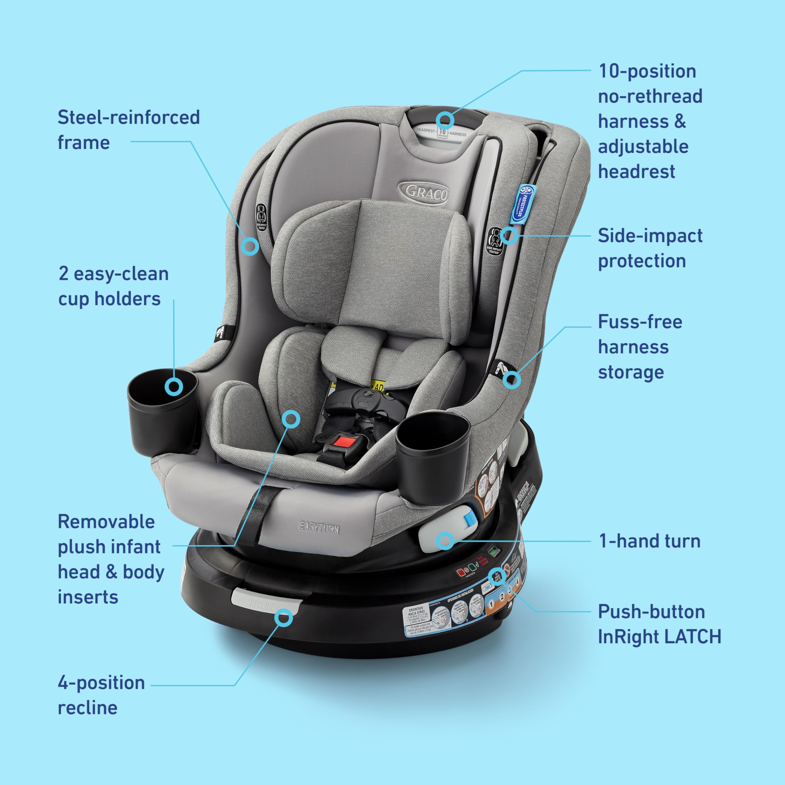Graco EasyTurn 360 ProtectPlus reinforced frame for durable performance