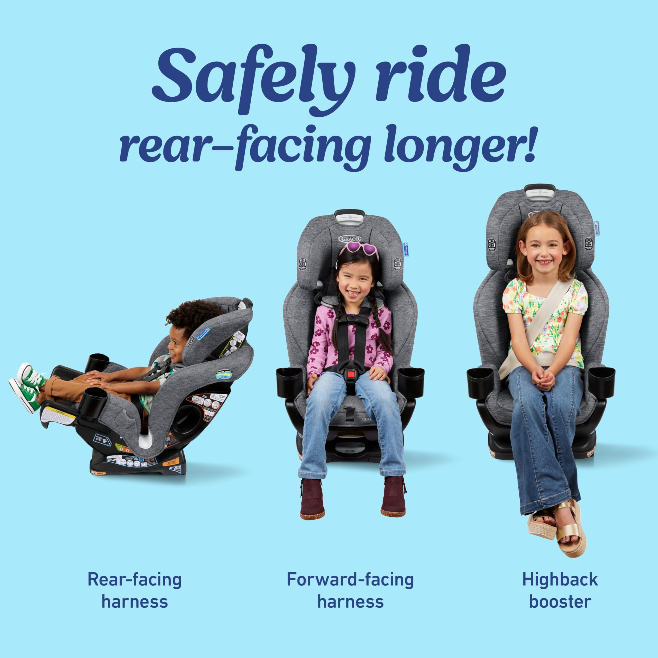 Graco Extend2Fit extension panel adds up to 5 inches of legroom.