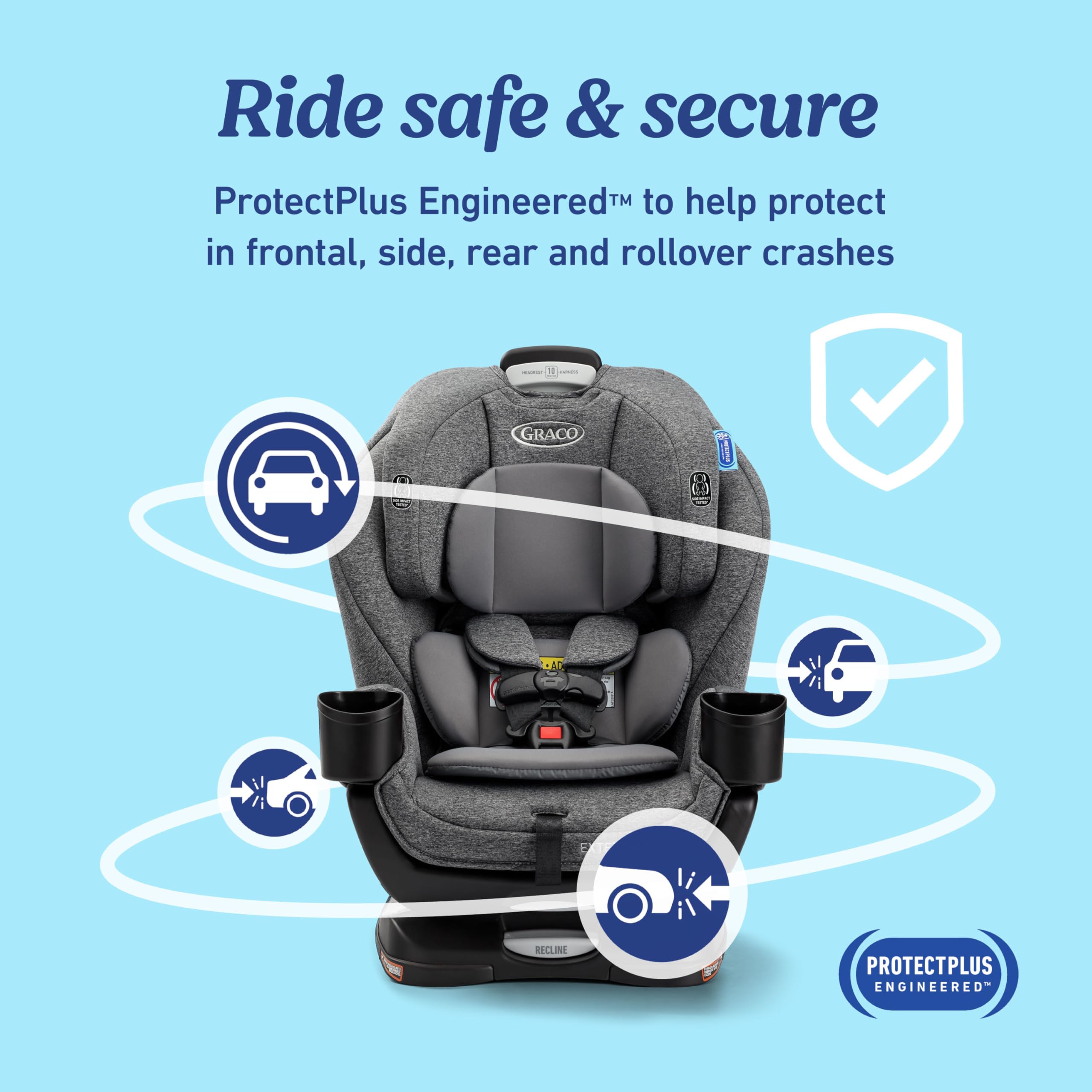 Graco Extend2Fit harness storage pockets keep straps out of the way.