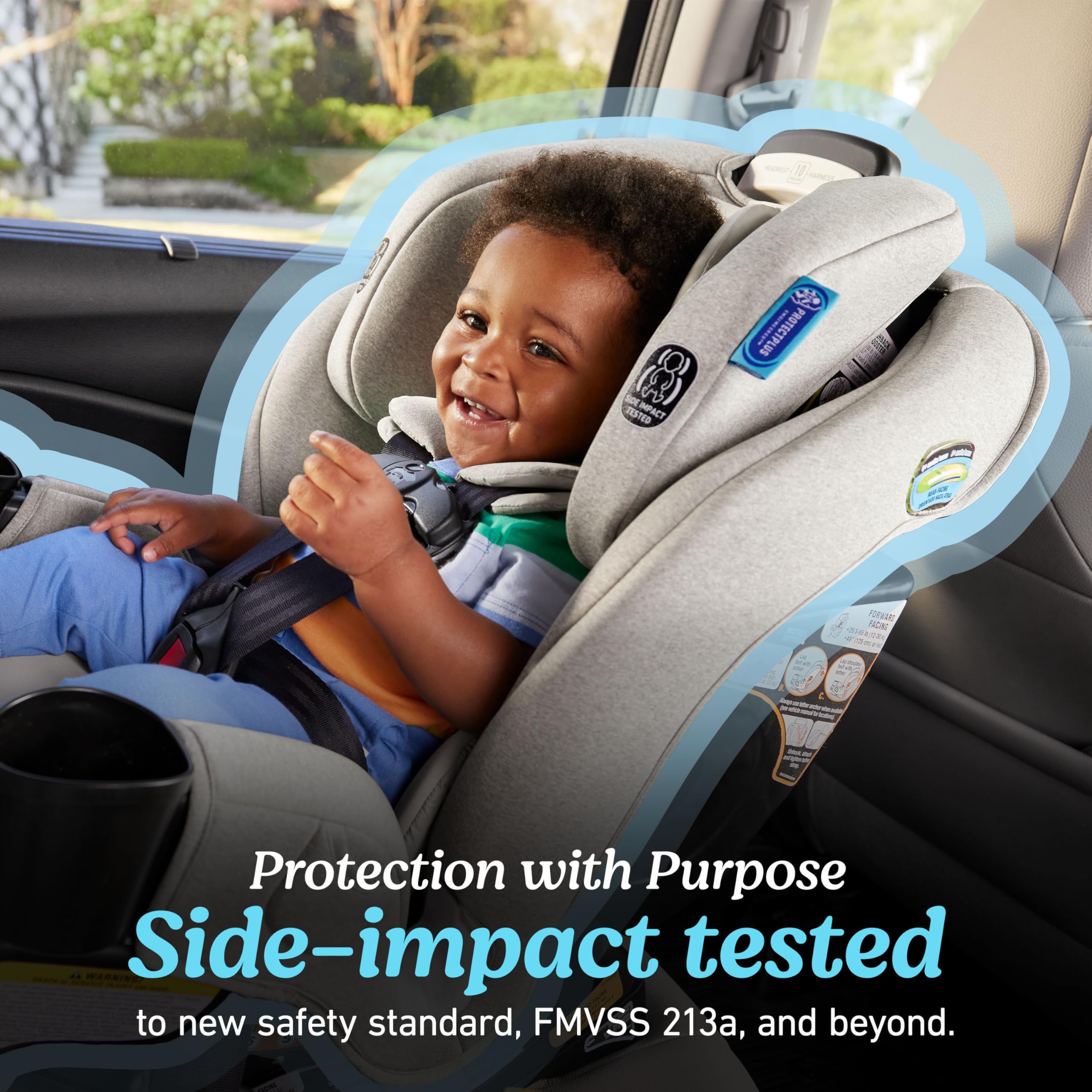 Graco Extend2Fit headrest and harness adjust together for a quick, secure fit.