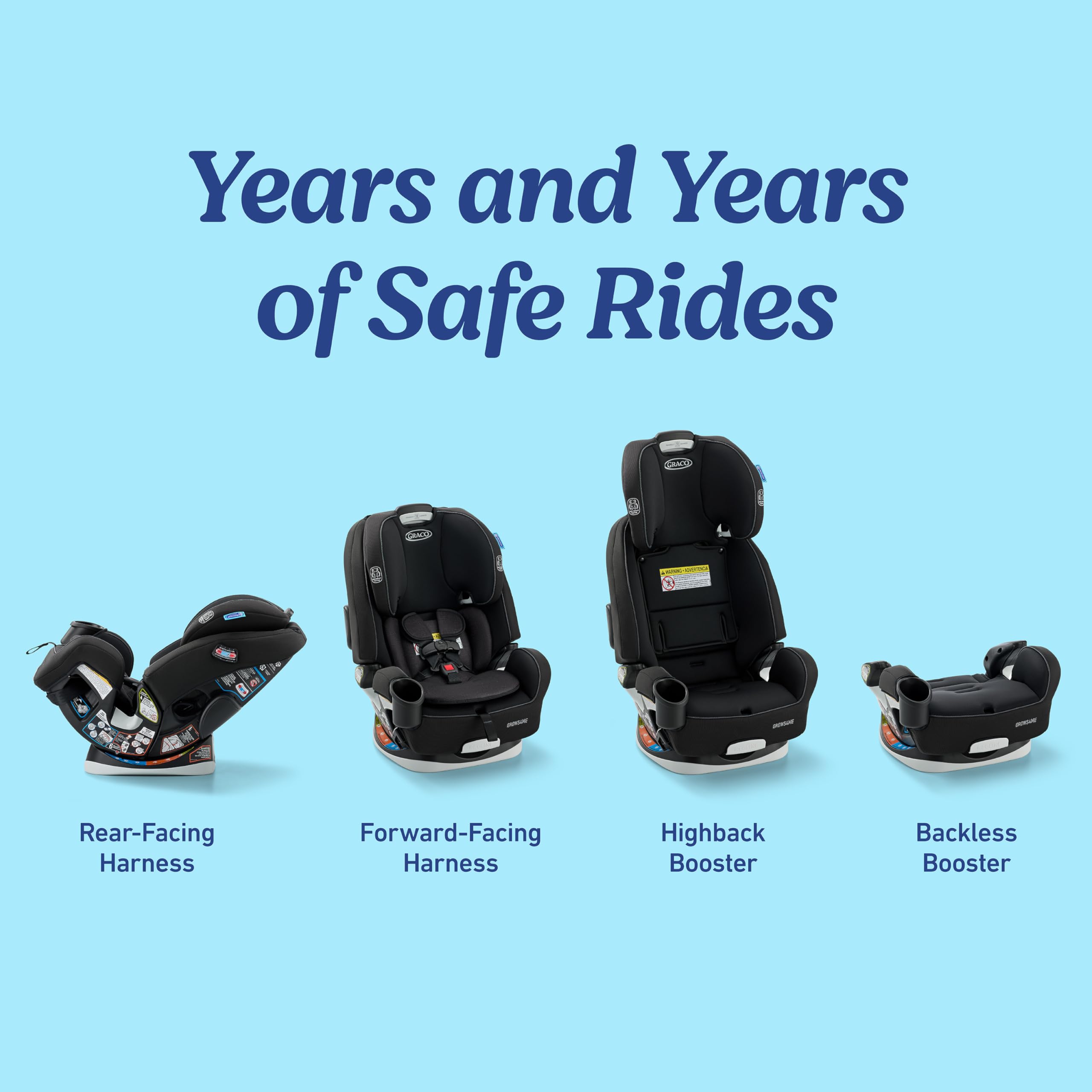 Graco Grows4Me harness and headrest adjust in one motion for a precise fit.