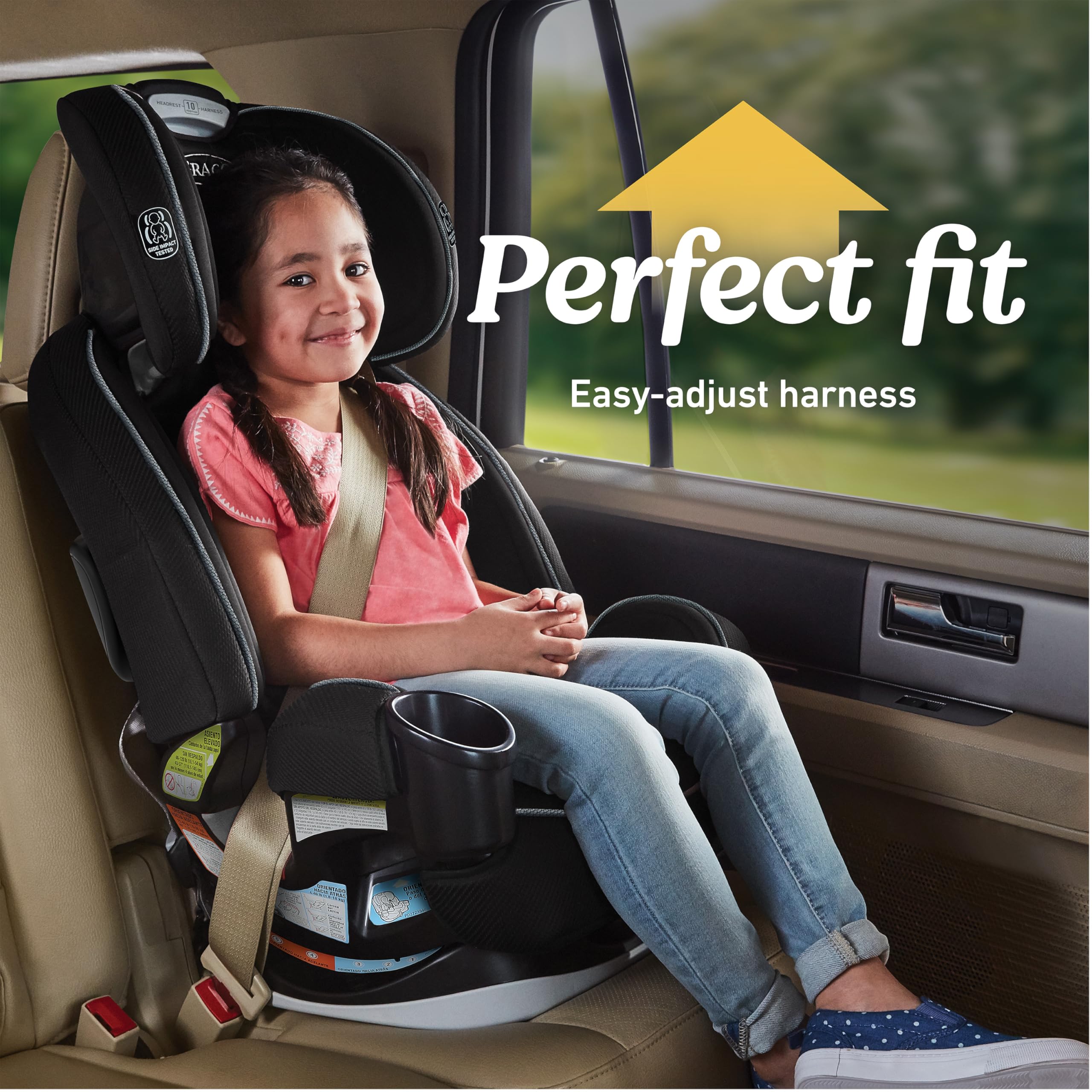 Graco Grows4Me 6-position recline supports comfortable rides for longer trips.