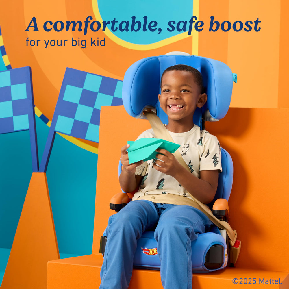 Graco Turbobooster's height-adjustable armrests keep kids comfy on longer trips.