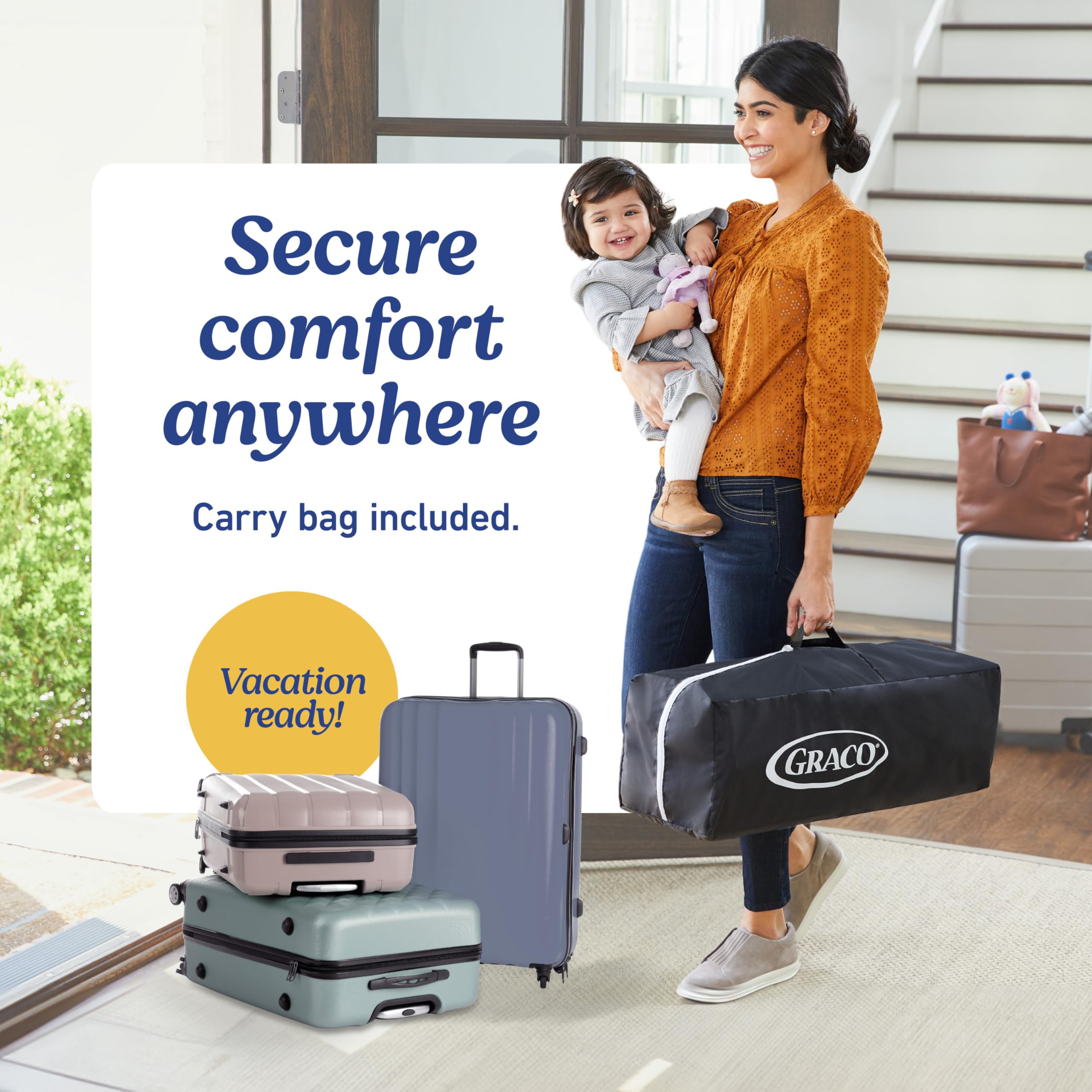 Graco On the Go Zip DLX breathable mesh sides offer visibility and airflow