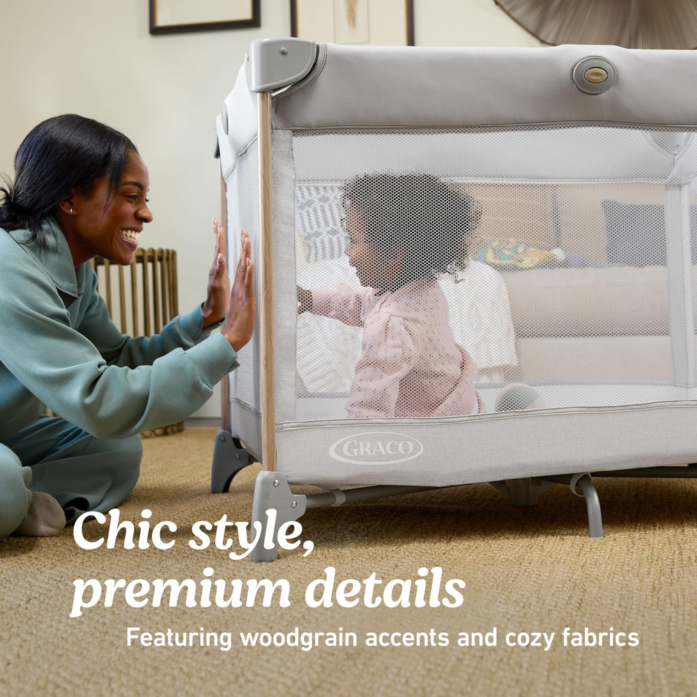 Graco Care Suite toddler playard providing safe space for play and naps