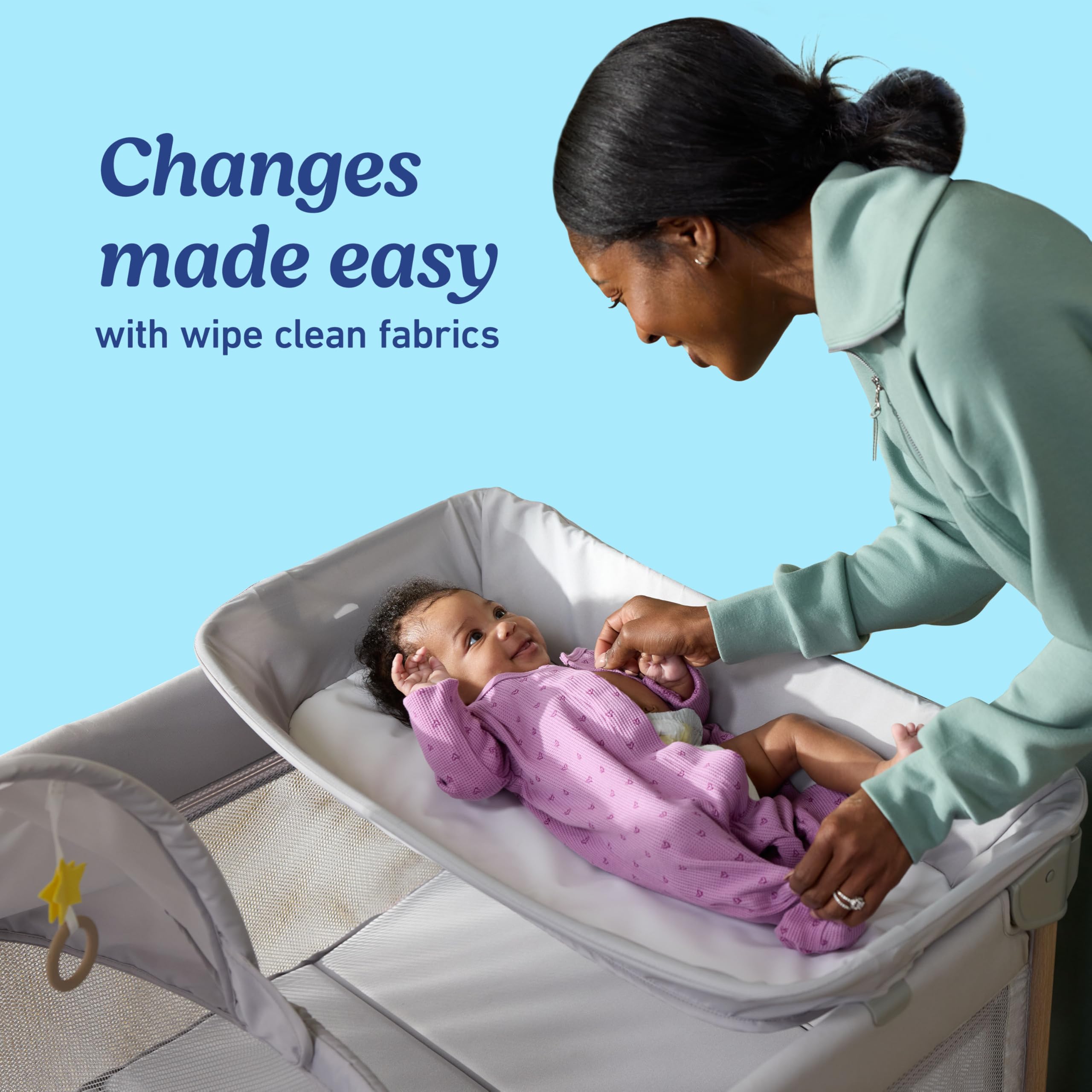 Graco Care Suite zip-in bassinet full-size for close baby monitoring