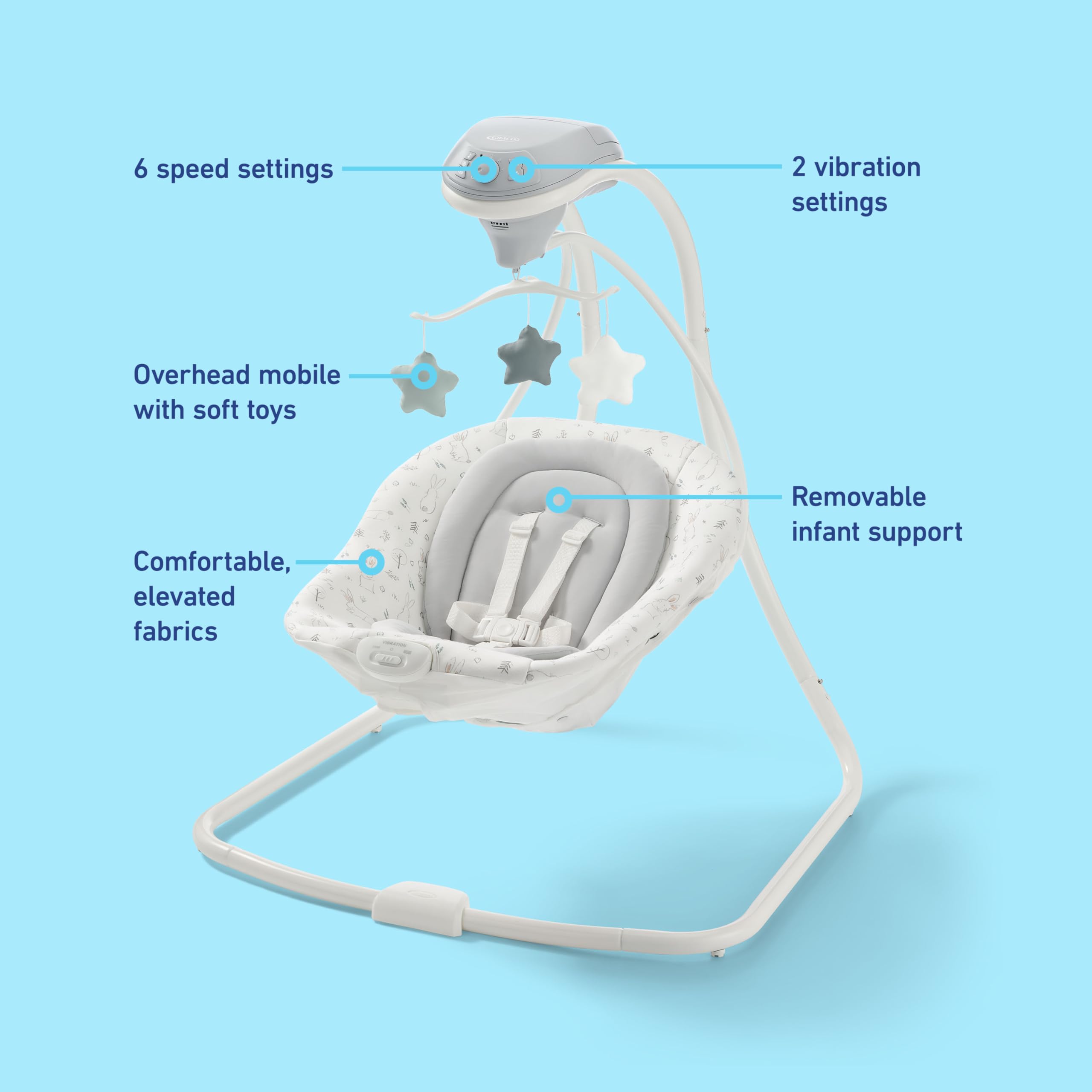 Graco Simple Sway two vibration settings for quiet soothing options