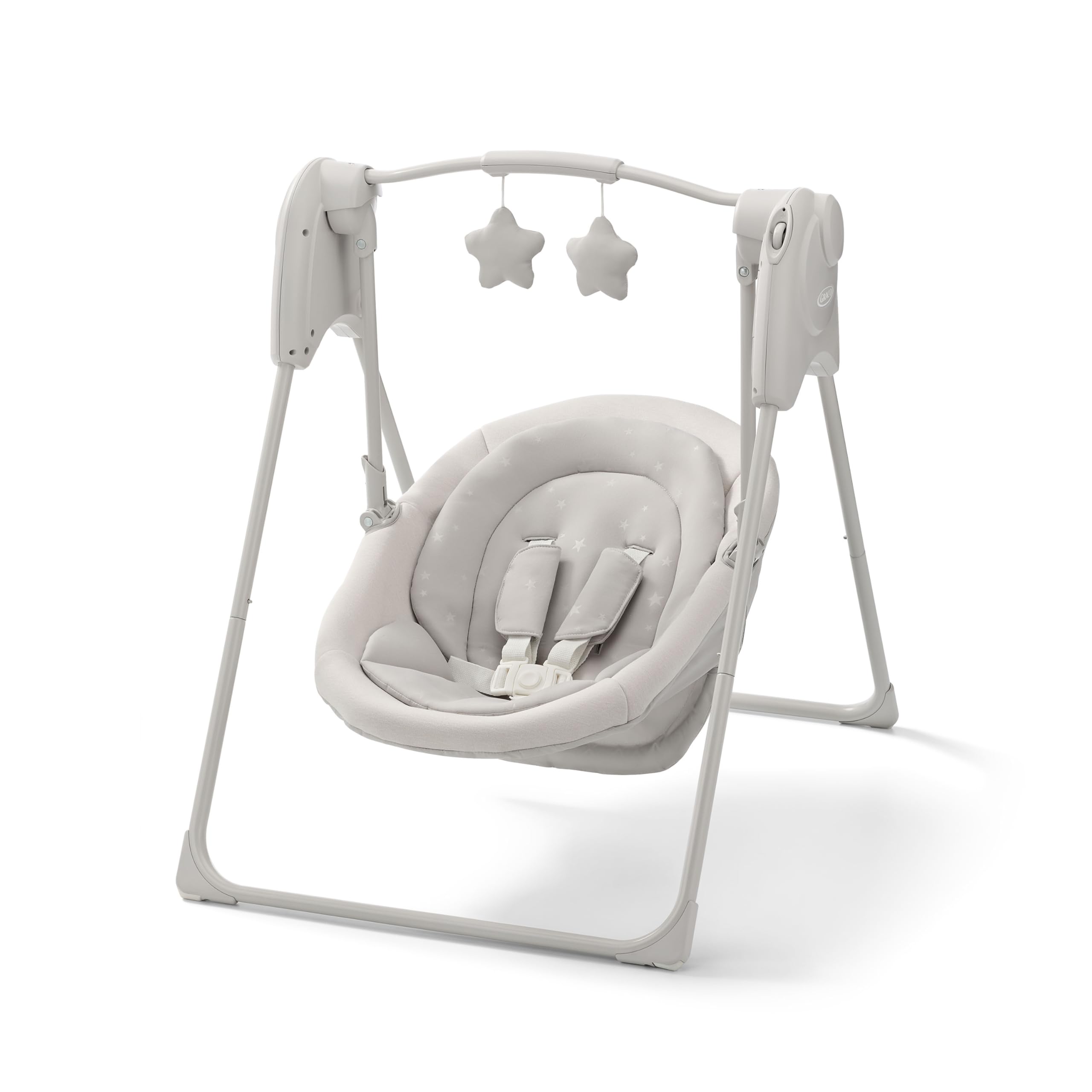 Graco Slim Spaces compact-fold swing for easy storage in small spaces.