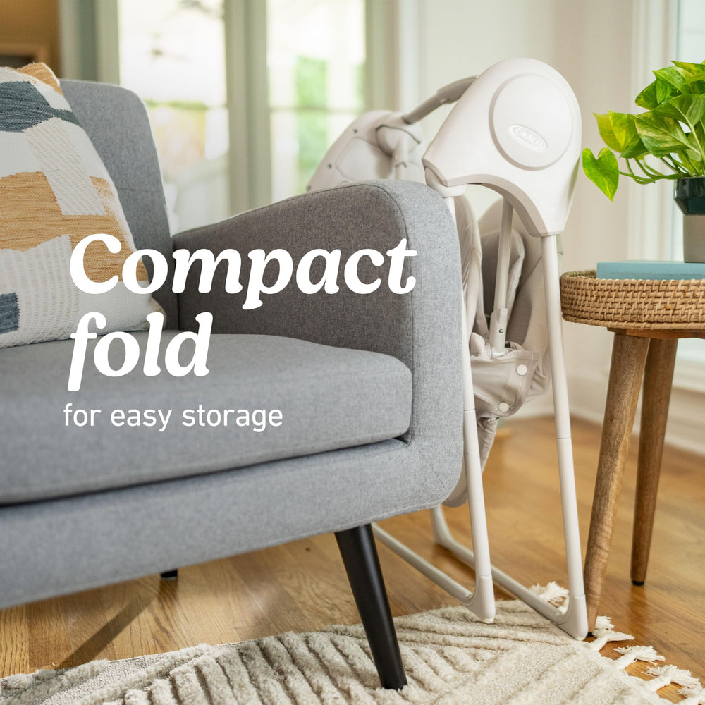 Graco Slim Spaces multiple swing speeds adapt to baby mood.
