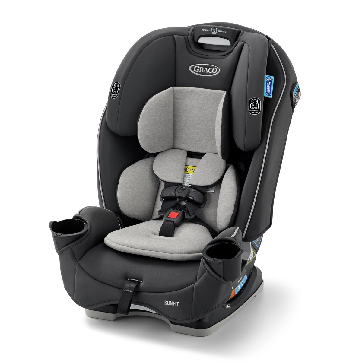 Graco SlimFit 3-in-1 car seat in slim design saving back seat space