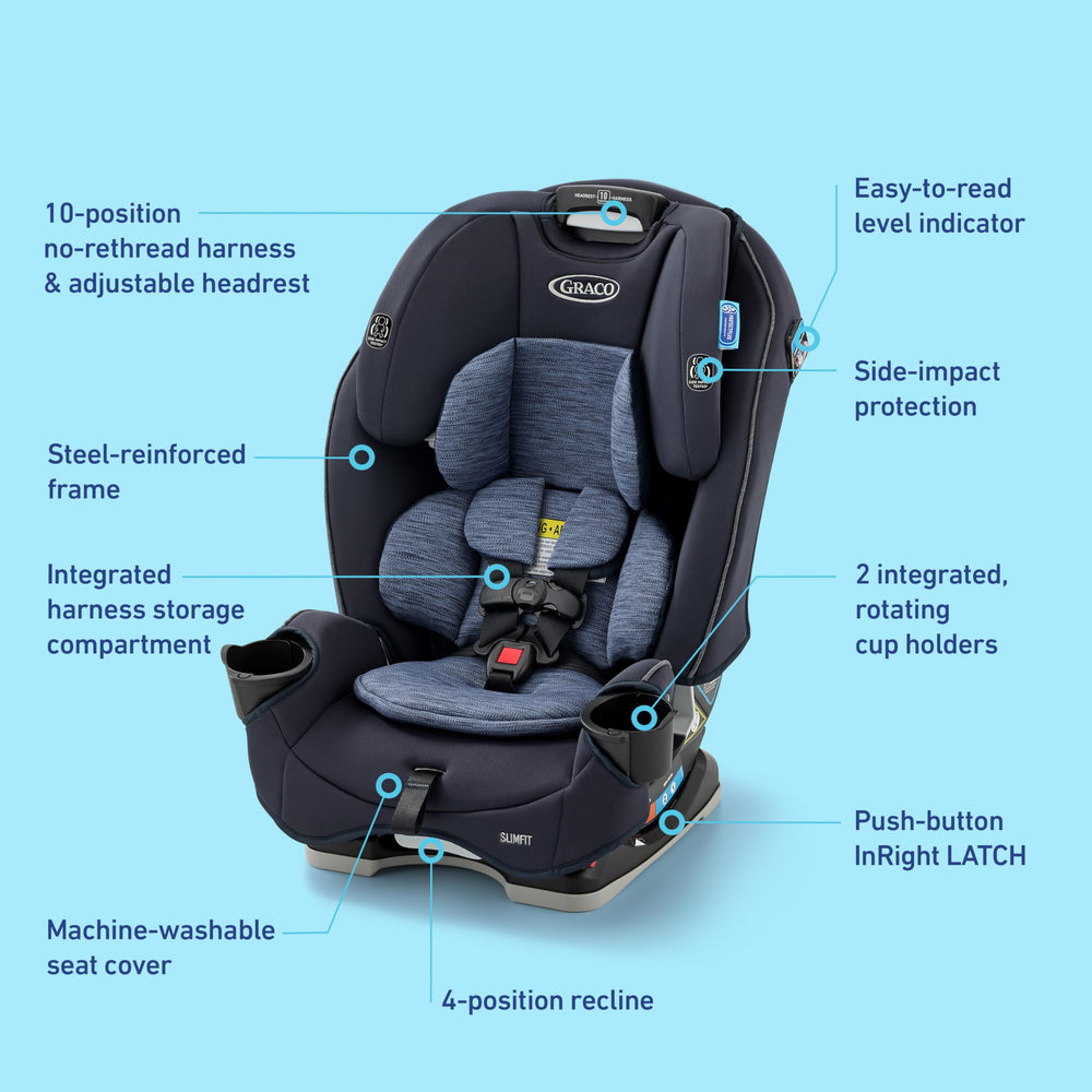 Graco SlimFit ProtectPlus Engineered tested for side impact safety.